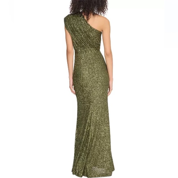 Vince Camuto One-Shoulder Sequin Dress in Olive NWT - Picture 3 of 5